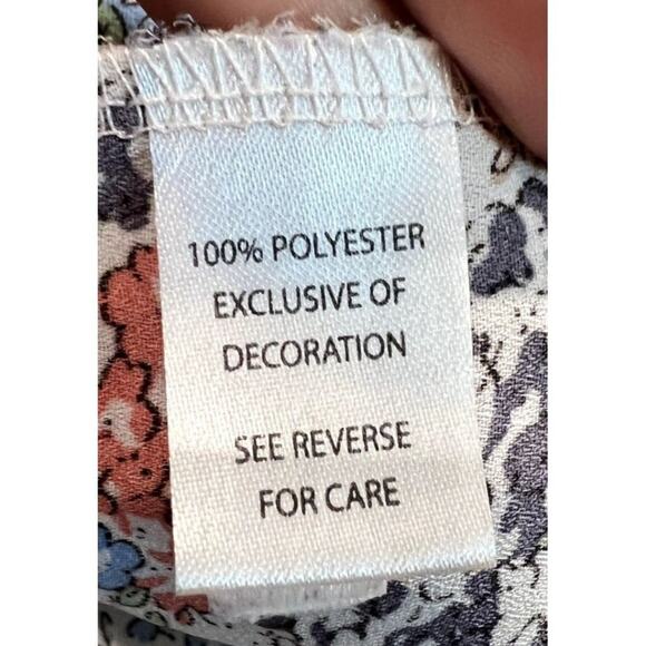 Moral Fiber Blouse Top Shirt Size XL Floral Tie front Ballon Sleeve open slit on - Picture 8 of 11